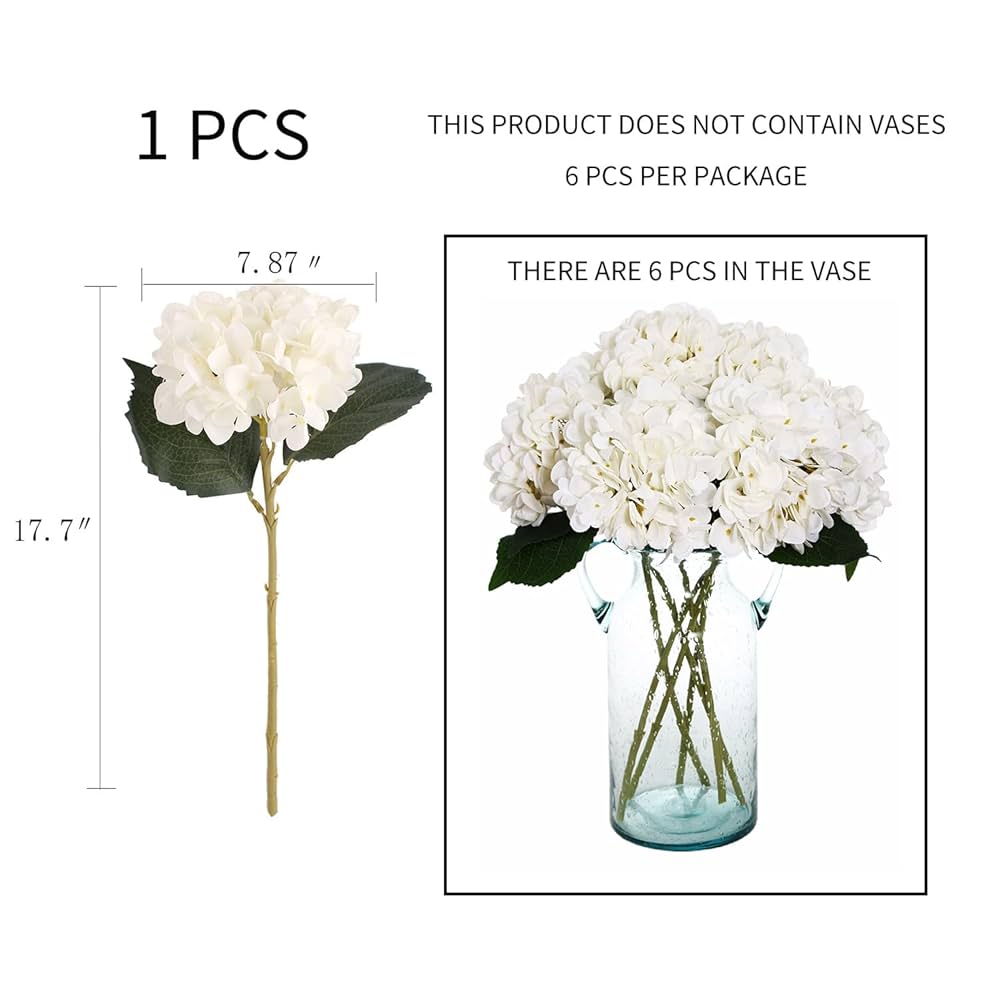 Amazon.com: Kimura's Cabin 6pcs Faux White Hydrangeas Fake